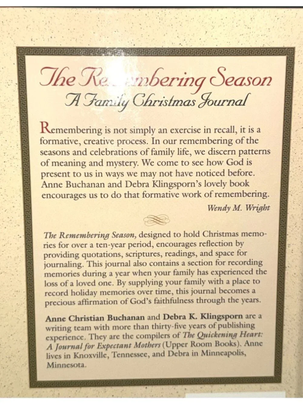 The Remembering Season A Family Christmas Journal